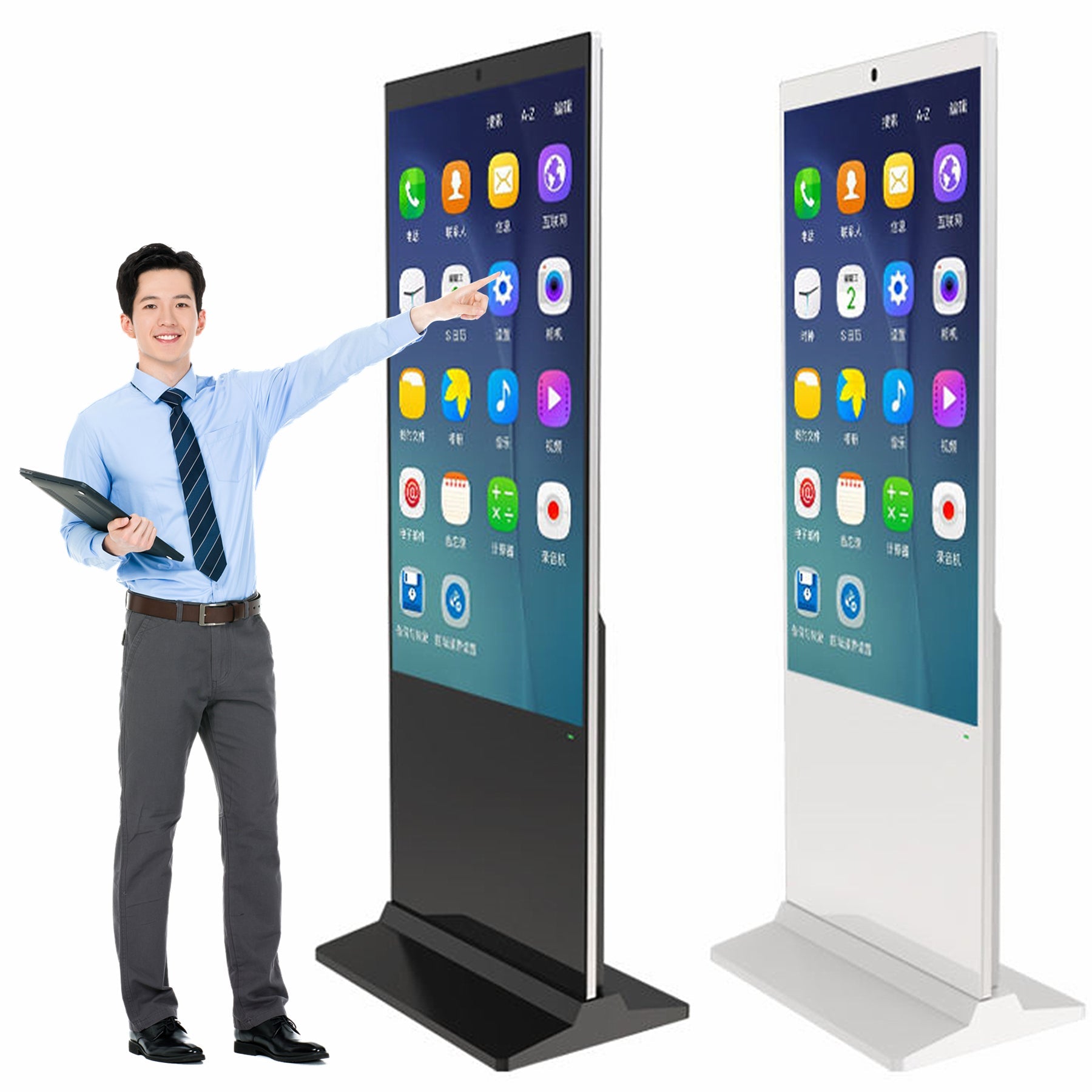 Super Thin LCD Floor Standing Digital Signage Kiosk Android System | Commercial Displays and Screens